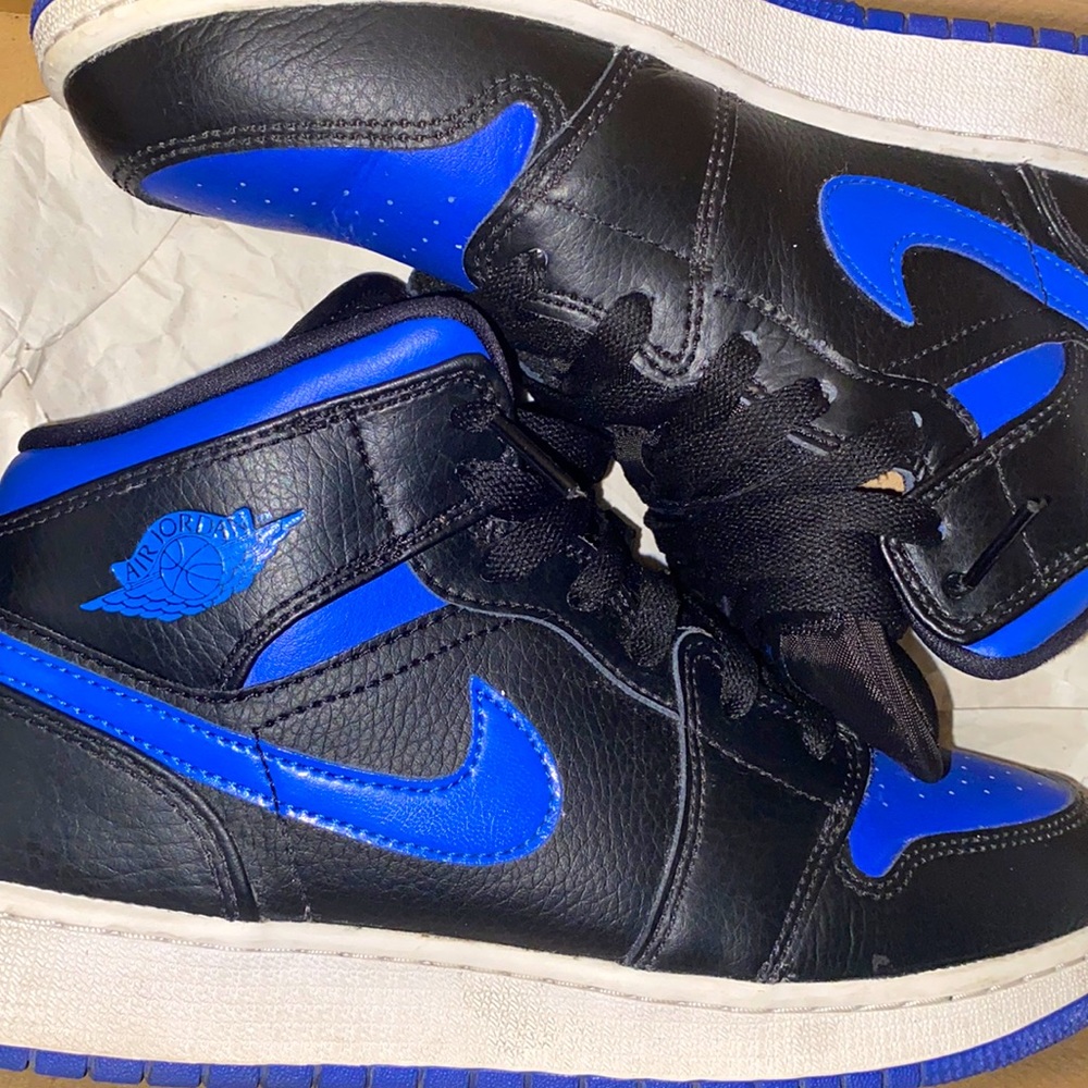 Blue and black Jordan retro 1